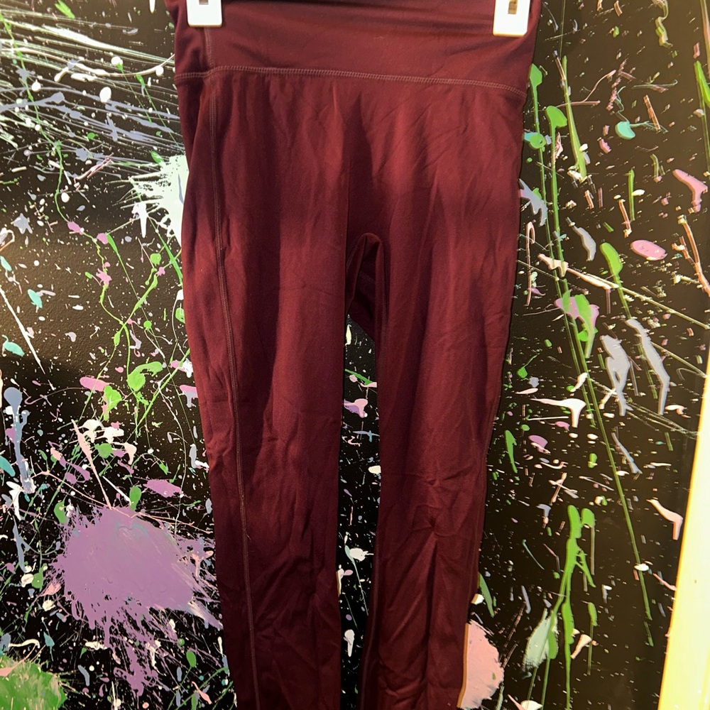 Fabletics Brown Leggings with Elastic Waistband and Full-Length Design
